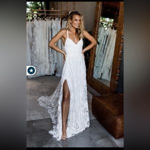 White lace wedding dress